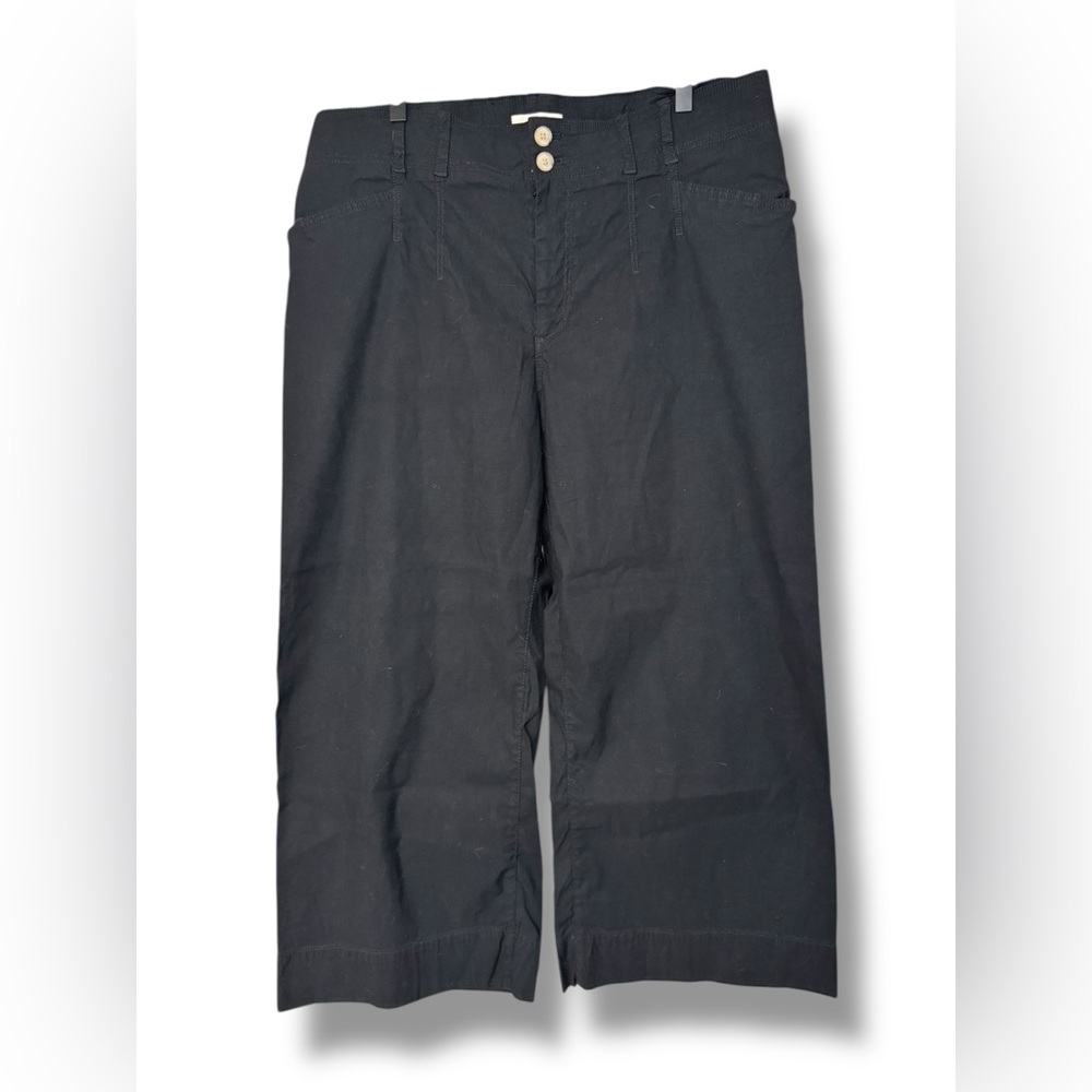Anthropologie Black Wide-Leg Crop Pants